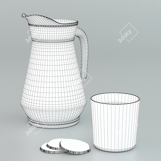 Elegant Glass Pitcher 3D model image 2