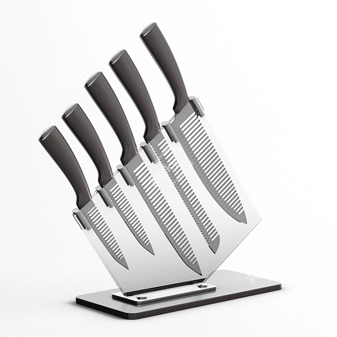 Elegant Bamboo Knife Block 3D model image 1