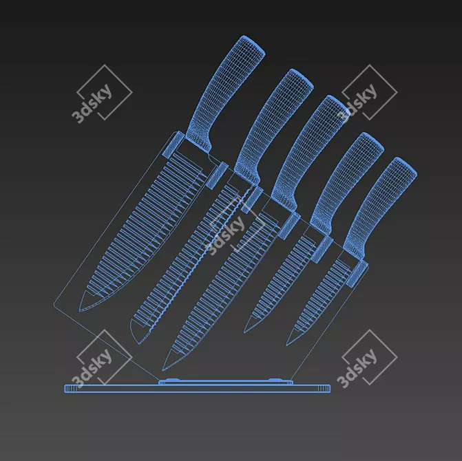 Elegant Bamboo Knife Block 3D model image 3