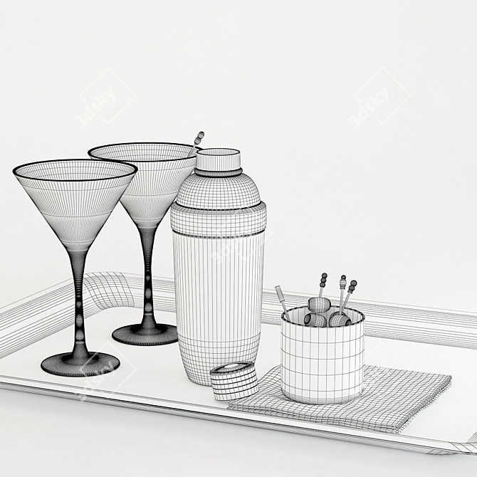 Elegant Cocktail Mixology Set 3D model image 2