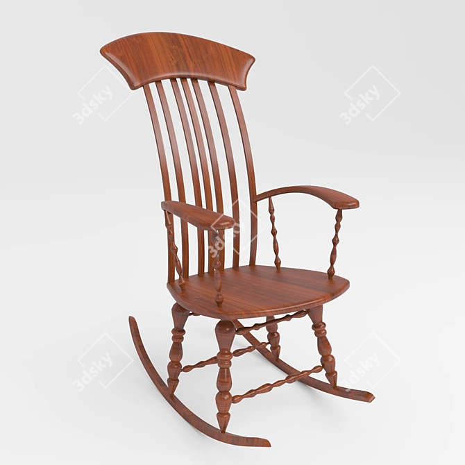 Elegant Wooden Rocking Chair 3D model image 1