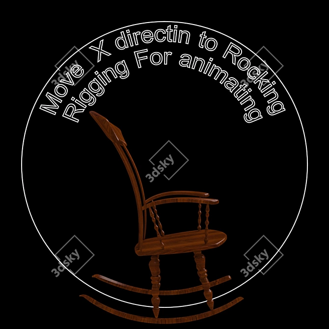 Elegant Wooden Rocking Chair 3D model image 2
