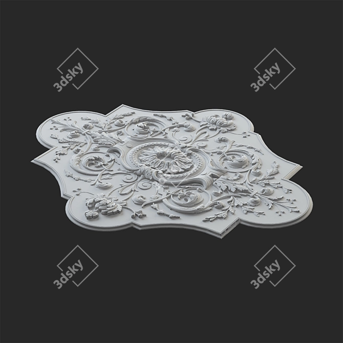 Gypsum Rosette - Decorative Accent 3D model image 2