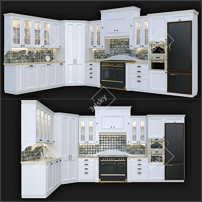 Refined American Kitchen: Classic Design 3D model image 1