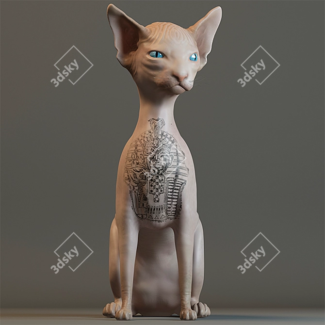 Sphynx: The Hairless Feline 3D model image 1
