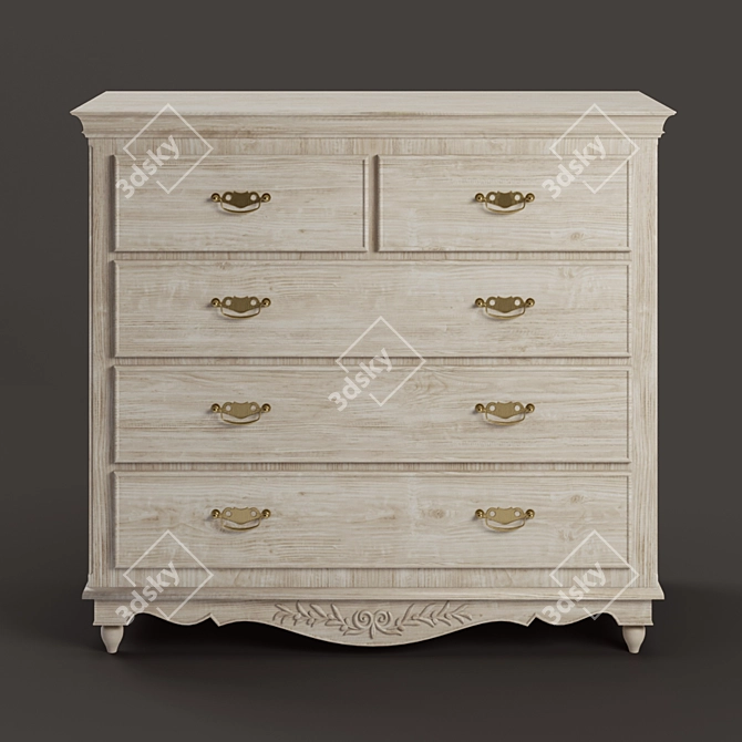 Rustic Charm Chest: 5-Drawer Country Romance 3D model image 1