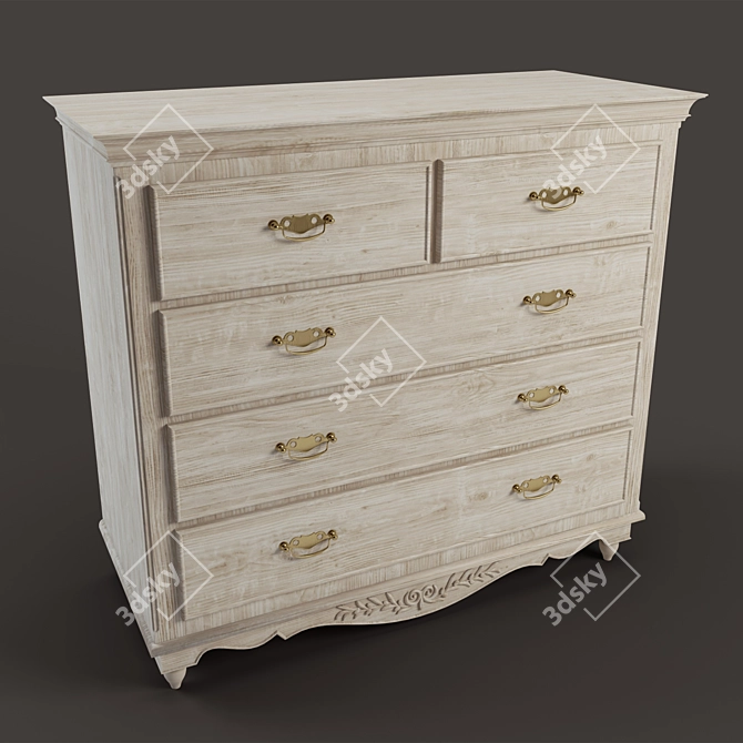 Rustic Charm Chest: 5-Drawer Country Romance 3D model image 2