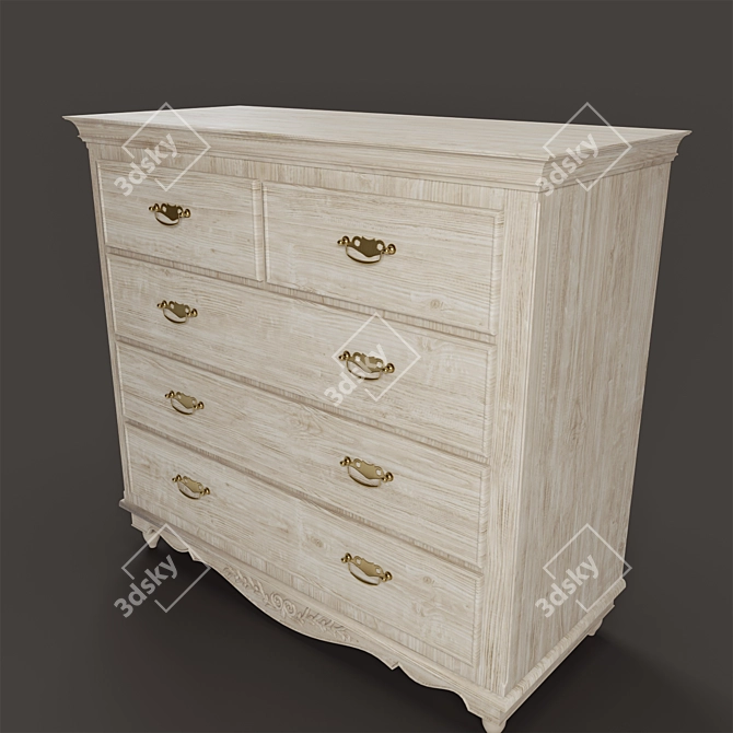 Rustic Charm Chest: 5-Drawer Country Romance 3D model image 3