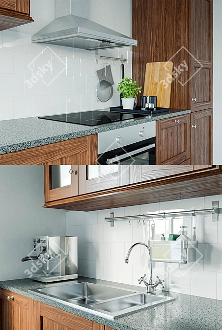 Modern Ikea Edserum Kitchen Set 3D model image 2