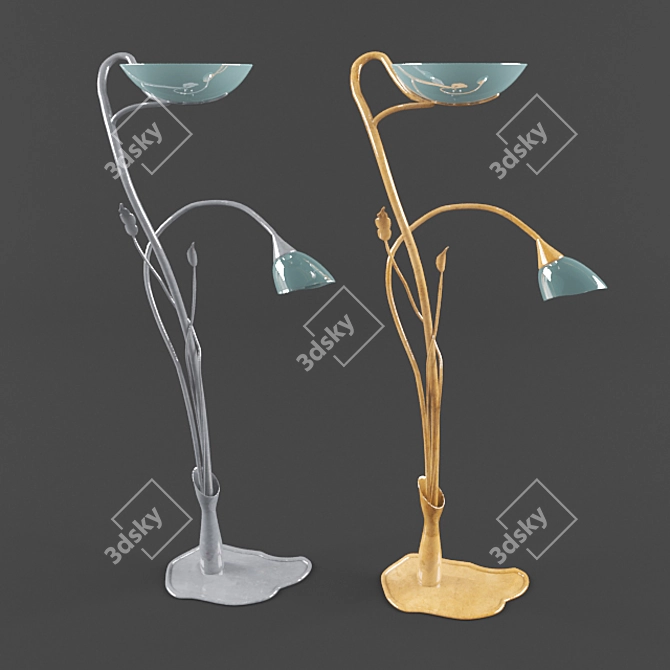 Modern Blue Glass Floor Lamp - 1.5m Height 3D model image 1