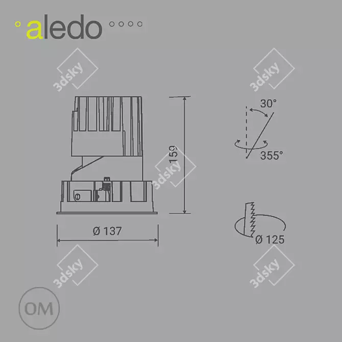 Pro LED Round Spotlight: SKILL SRA 125 3D model image 2