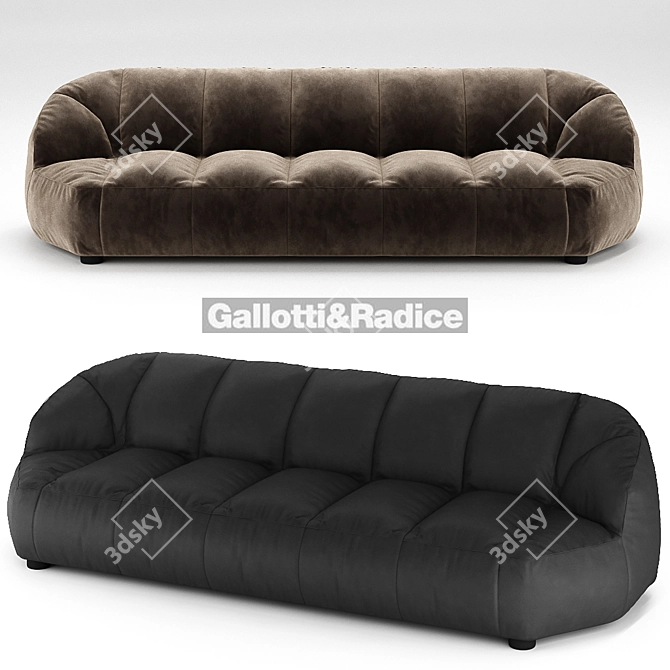 Velvet & Leather Cloud Sofa 3D model image 2