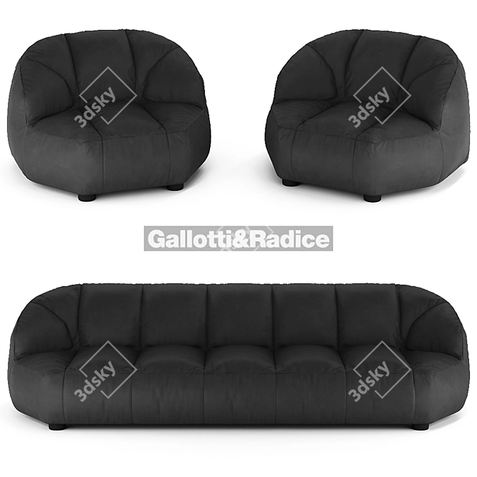 Velvet & Leather Cloud Sofa 3D model image 3