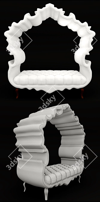 Ribbon-Wrapped Settee: Elegant and Luxurious 3D model image 2