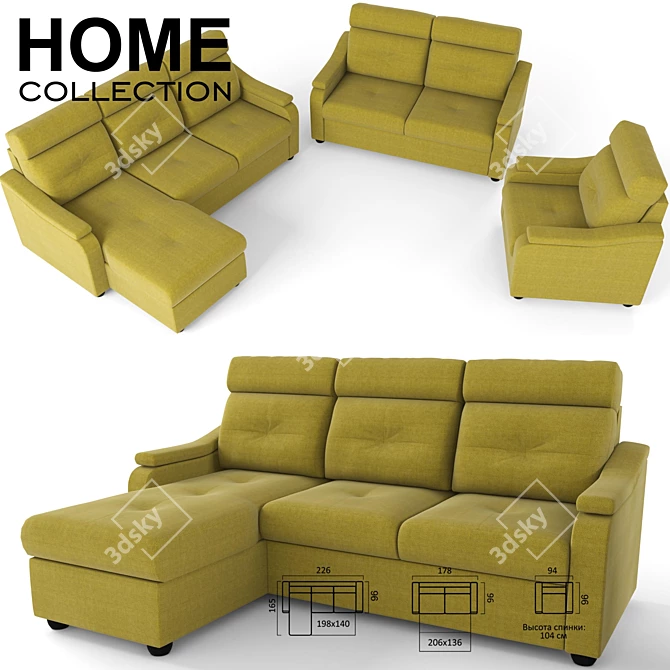 Bonn Sofa: Comfort and Elegance 3D model image 1