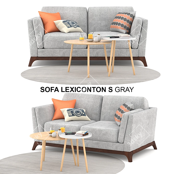 Classic and Modern: Lexington Gray 2-Seater 3D model image 1