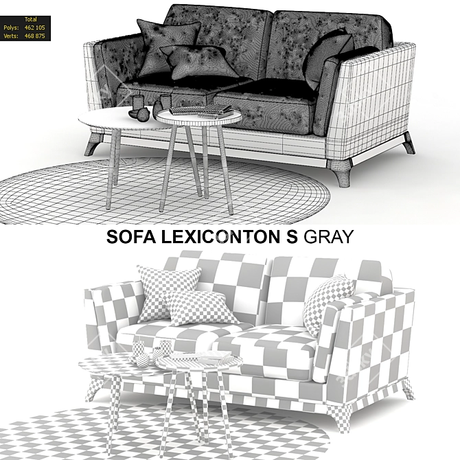 Classic and Modern: Lexington Gray 2-Seater 3D model image 2