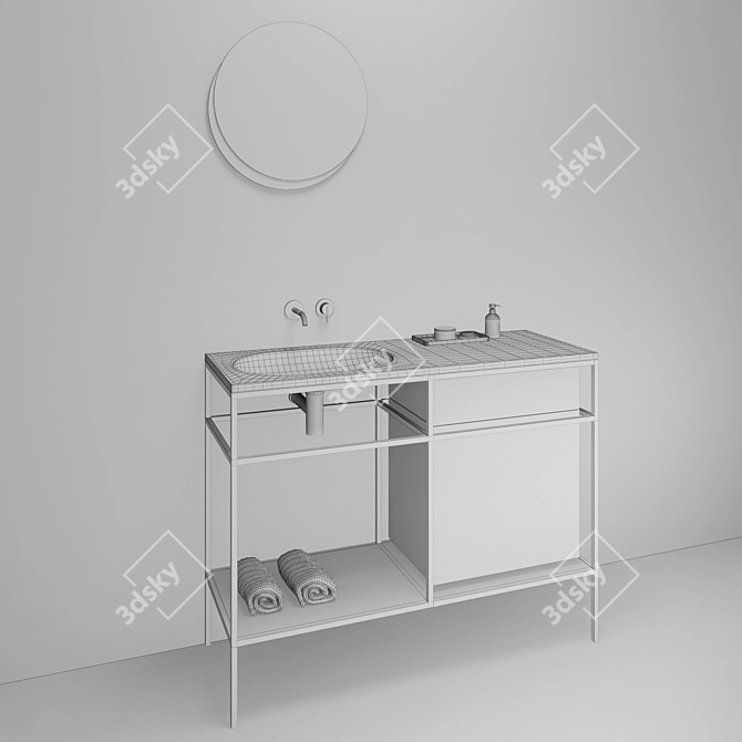 Modern Washbasin Set: ex.t Frame 3D model image 3