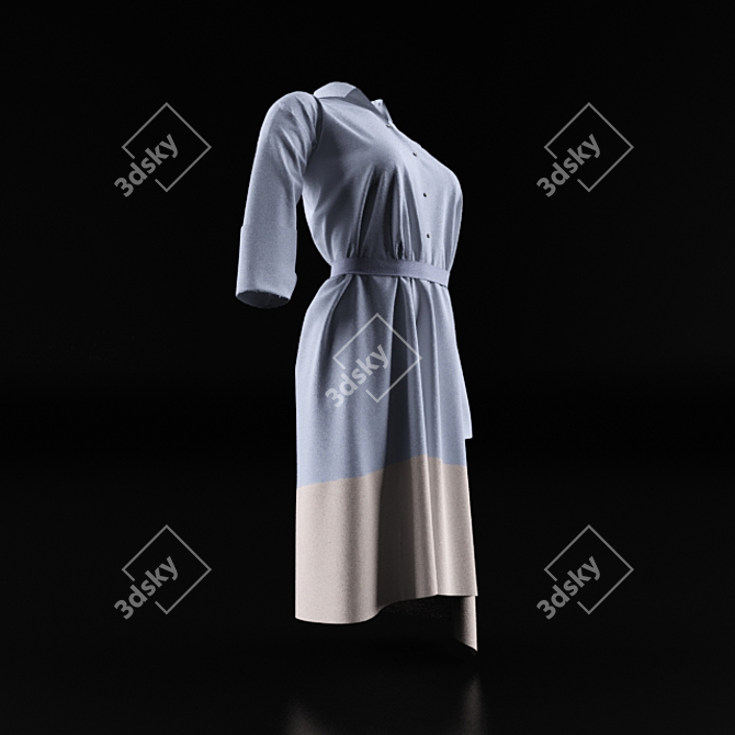 Elegant Floral Dress: Feminine Fashion 3D model image 3