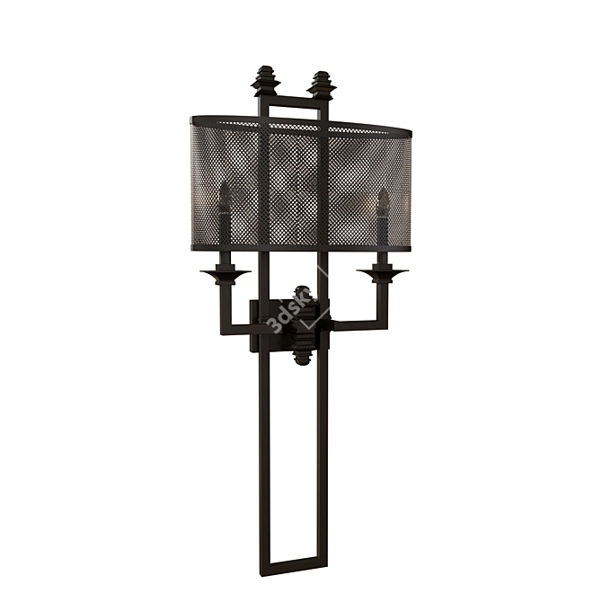 Sleek Aged Steel Mesh Sconce 3D model image 1