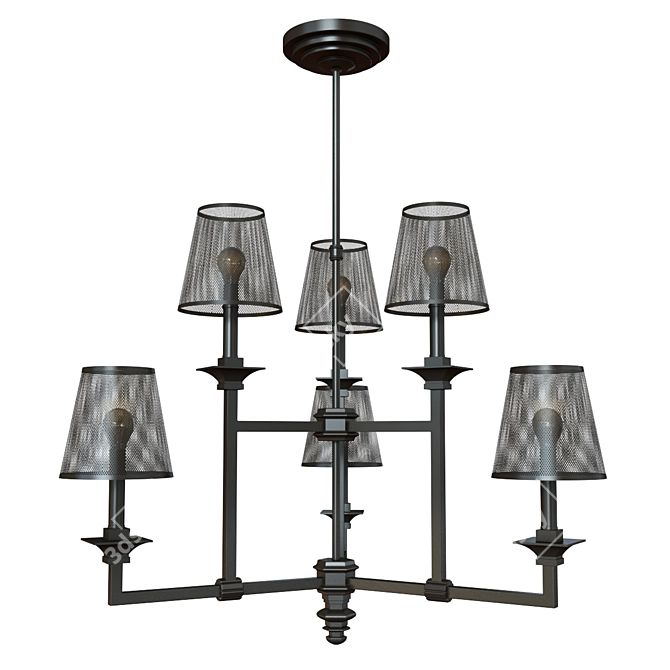 Architectural allure. Aged Steel chandelier. 3D model image 1