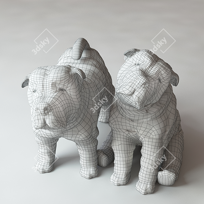 Cute Sharpei Puppies for Home Decor 3D model image 3