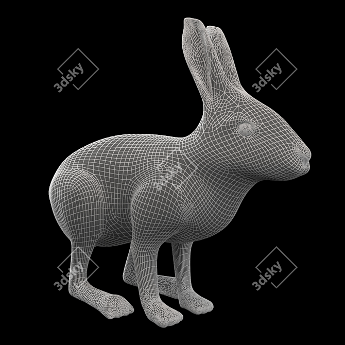 Fluffy Fur Rabbit 3D model image 3