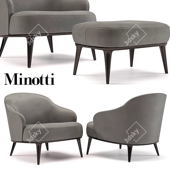 Minotti Leslie Armchair: Modern Elegance 3D model image 1