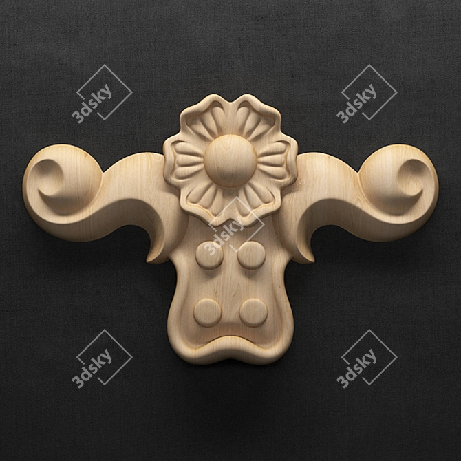 Elegant Carved Flower Overlay 3D model image 1