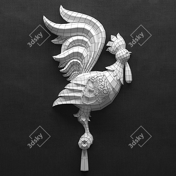 Carved Cockerel Decor: Rustic Kitchen Perfection 3D model image 2