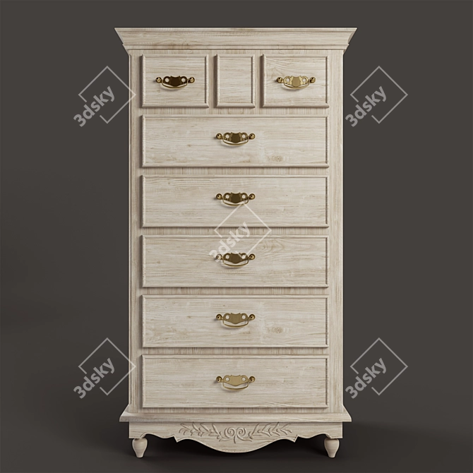  Rustic Romance Chest: 7-Drawer Country Corner 3D model image 1