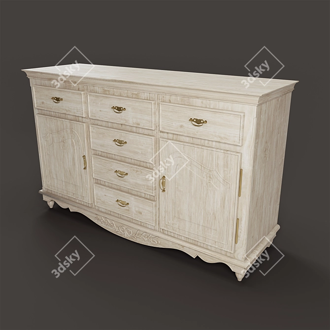 Romantic Country Corner Chest: 2 Doors, 6 Drawers 3D model image 1