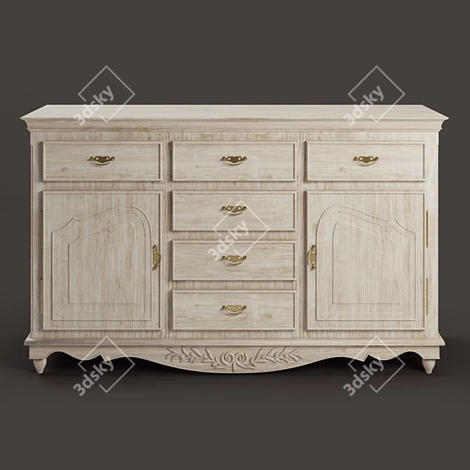 Romantic Country Corner Chest: 2 Doors, 6 Drawers 3D model image 3