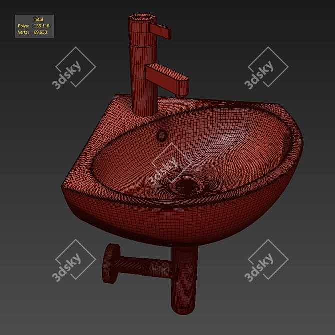Kolo Runa Corner Washbasin 3D model image 2