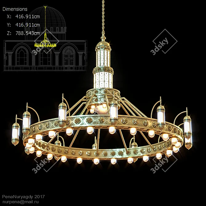 Eastern Mosque Chandelier 3D model image 1