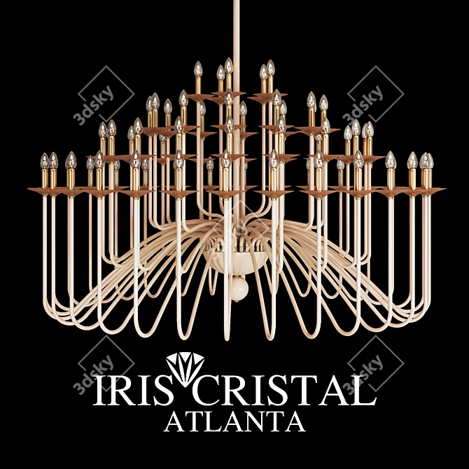 Elegant Champagne Crystal Chandelier. 65 lights 3D model image 1
