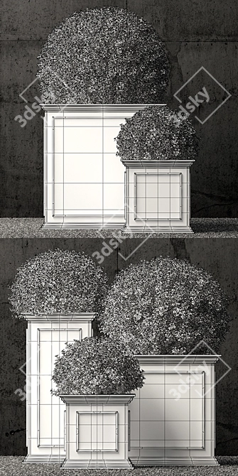 Elegant Zinc Framed Panel Planters 3D model image 3