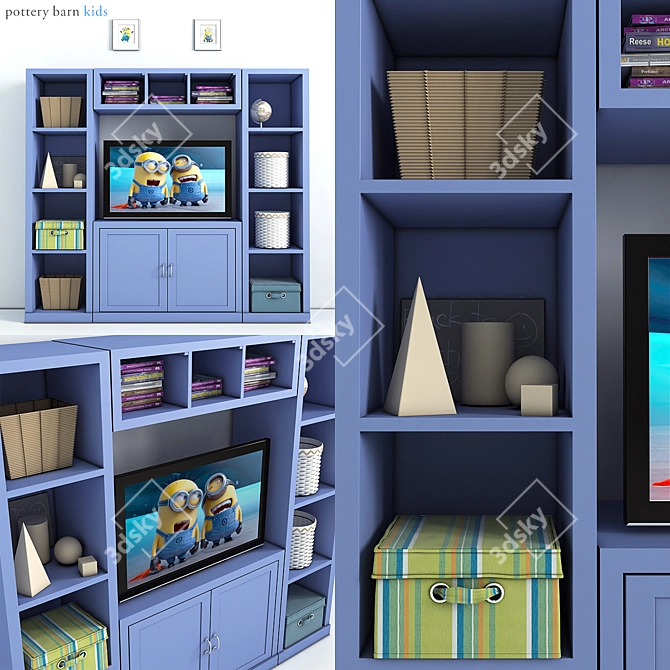Modern Media Wall System 3D model image 1
