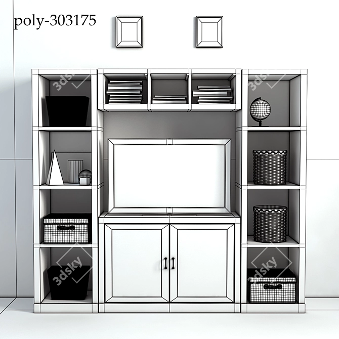 Modern Media Wall System 3D model image 3