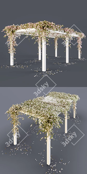 Blooming Pergola: White Flowers 3D model image 2