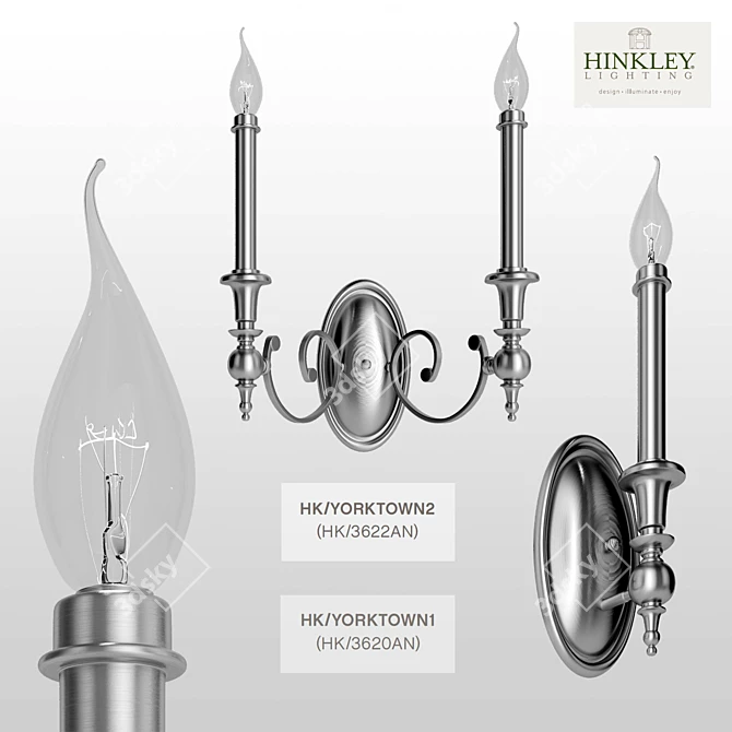 Antique Nickel Yorktown Wall Lights 3D model image 1