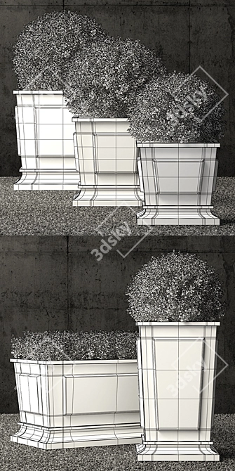 Elegant Zinc Paneled Planters 3D model image 3