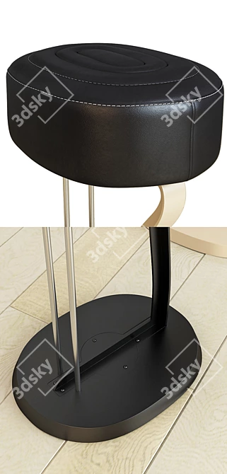 Elegant Gray Bar Stool: Classic Design 3D model image 3