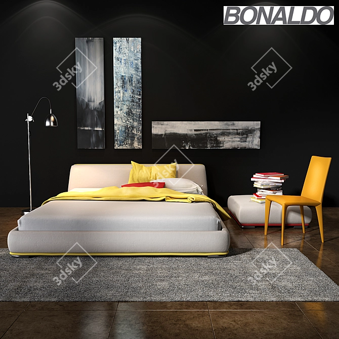 Bonaldo Amos Bed: Sleek and Stylish 3D model image 1