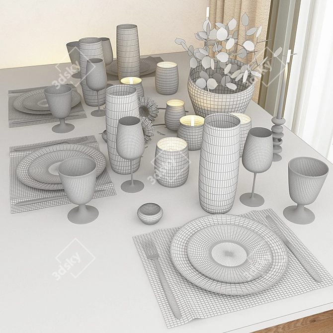 Elegant Table Setting 3D model image 2