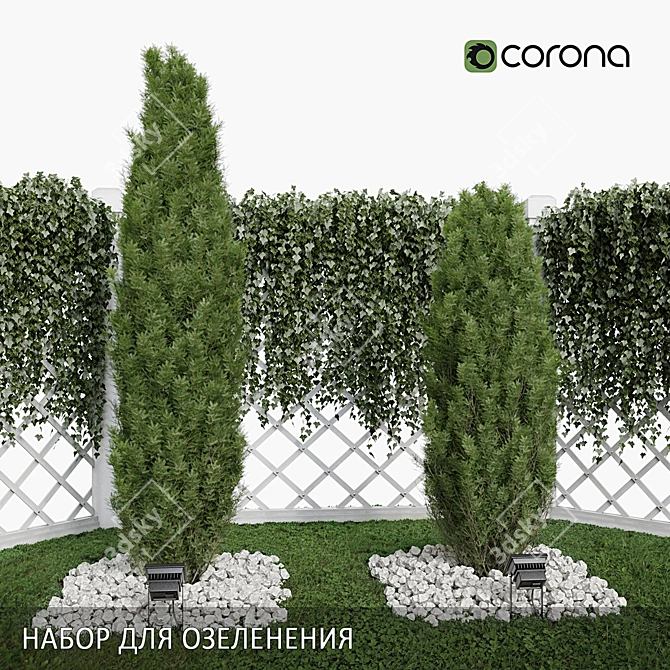 Exterior Landscaping Set: Ivy & Arch Options 3D model image 1