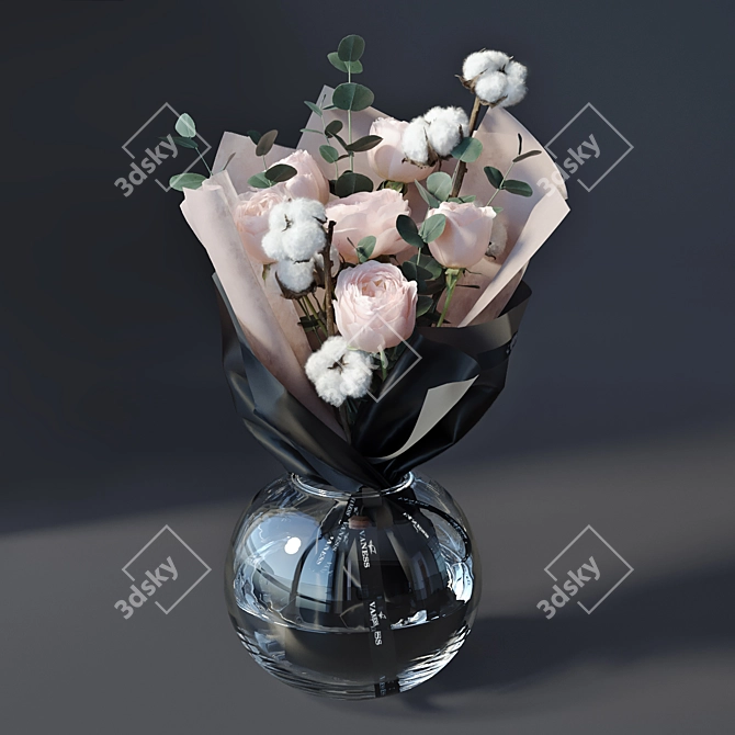 Cotton Blooms Bouquet 3D model image 3