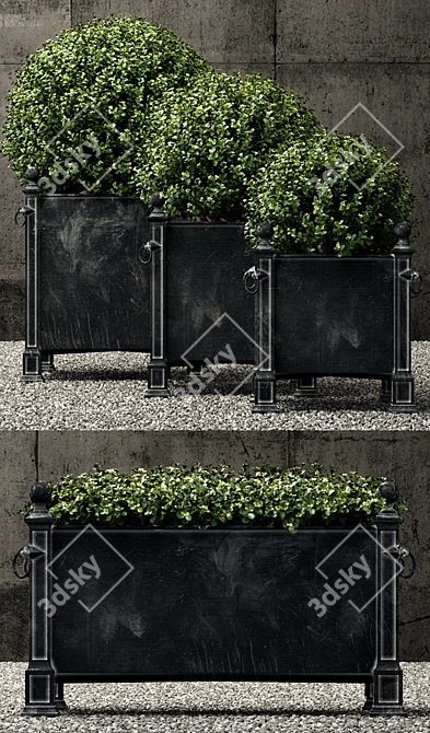 Vintage Inspired Zinc Planters 3D model image 2