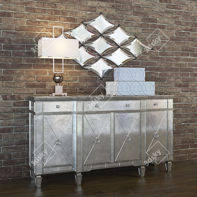 Elegant Borghese Buffet - BASSETT MIRROR 3D model image 1