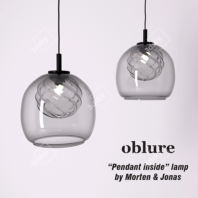 Elegant Glass Pendant Lamp: Morten & Jonas by Oblure 3D model image 1